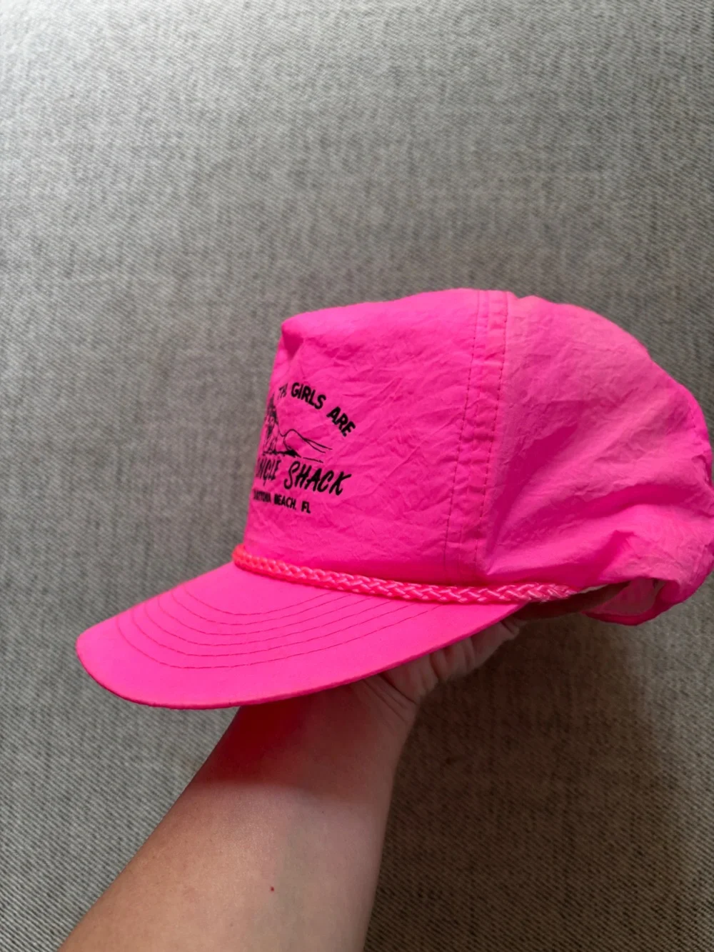 Vintage Shingle Shack Daytona Beach Florida 80s Hat Rope Snapback Hot Pink